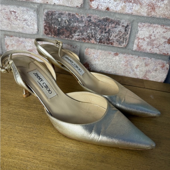 Jimmy Choo Kitten Heels Slingback Silver Woman Size 39.5 - Picture 1 of 8